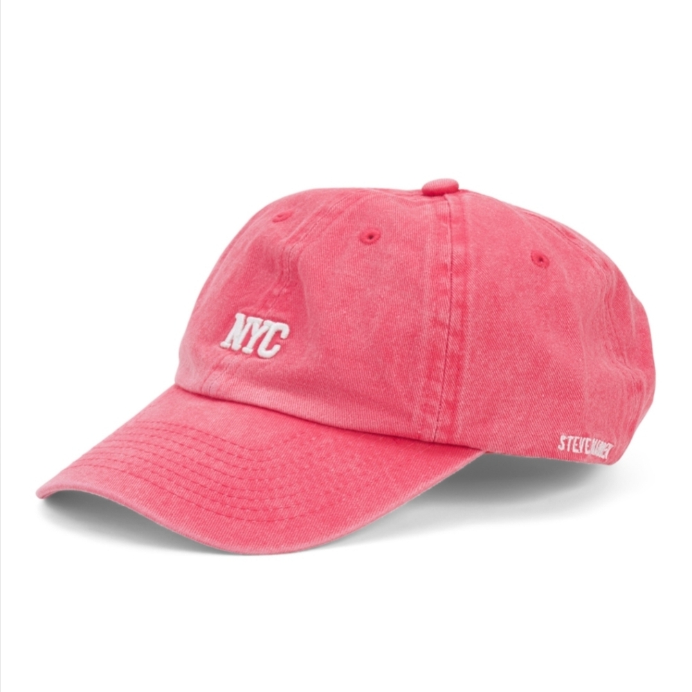 Steve Madden Embroidered Laundered Overdyed City Dad Cap - Light Wash NWT